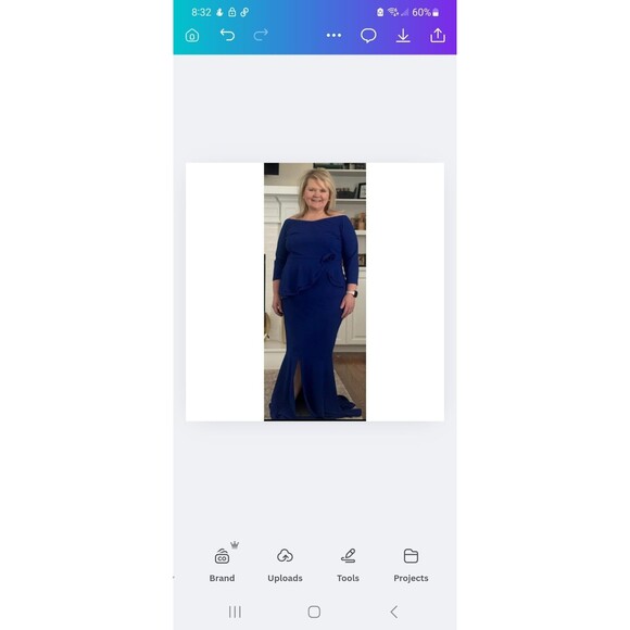 Royal Blue Off-Shoulder Peplum Mermaid Gown XXL Formal Evening Dress - Picture 1 of 7